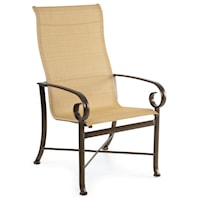 Ultimate High Back Sling Dining Chair with Scrolled Arms