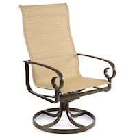 Ultimate High Back Sling Rocking Dining Chair with Scrolled Arms