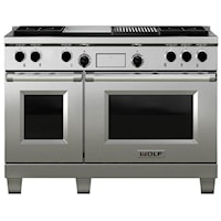48" Freestanding Dual Fuel Range with Double Oven, 4 Burners, Charbroiler, and Griddle