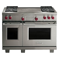 48" Dual Fuel Range with Double Oven, 4 Burners, and French Top