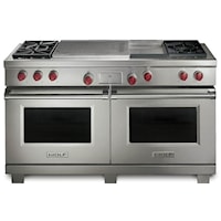 60" Dual Fuel Range with Double Oven, 4 Burners, Griddle, and French Top