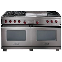 60" Freestanding Dual Fuel Range with Double Oven, 6 Burners, and French Top