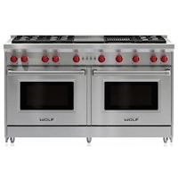 60" Gas Range - 6 Burners, Infrared Charbroiler And Infrared Griddle