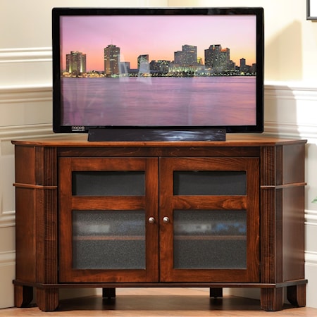 52" Corner TV Stand with Two Glass Doors