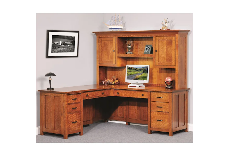 Coventry Mission L Desk & Hutch by Y & T Woodcraft at Saugerties Furniture Mart