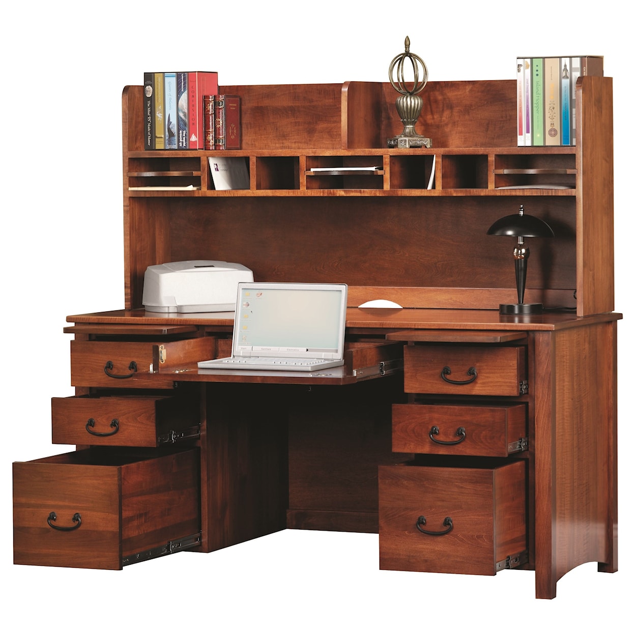 Y & T Woodcraft Rivertown Home Office Desk and Hutch