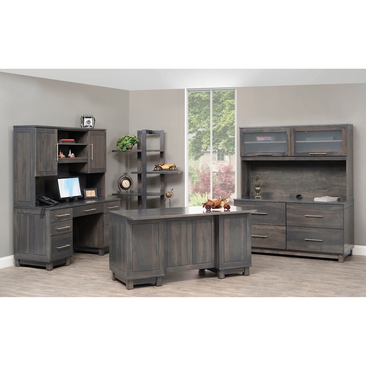 Y & T Woodcraft Urban Office Desk and Hutch