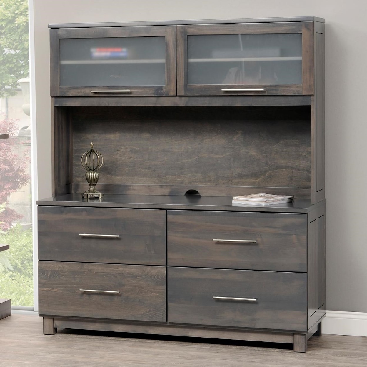 Y & T Woodcraft Urban Office Credenza and Hutch