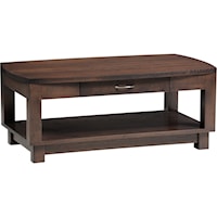 Bow Top Coffee Table with Drawer and Shelf