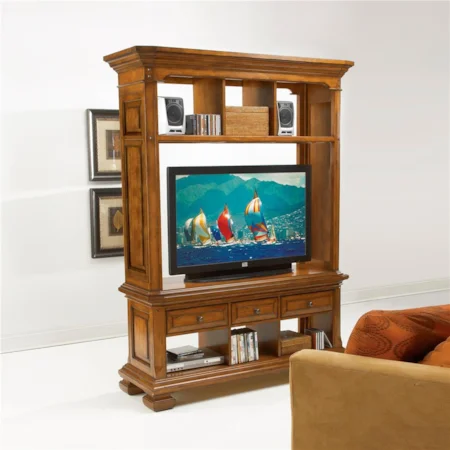 Etagere Entertainment Cabinet Base with Three Drawers and Shelves
