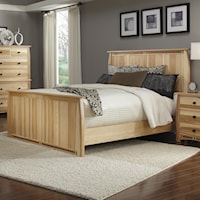 King Solid Hickory Panel Bed with Steam-Bent Headboard & Footboard
