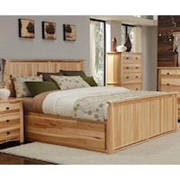 Queen Solid Hickory Panel Bed with Large Underbed Storage Drawer