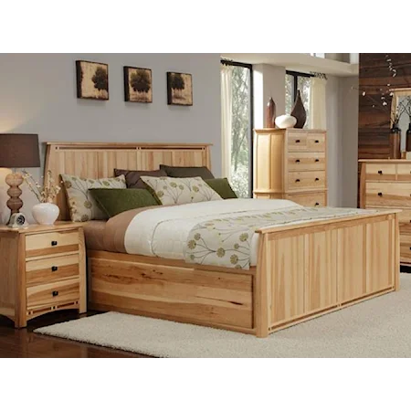 kING Solid Hickory Panel Bed with Large Underbed Storage Drawer