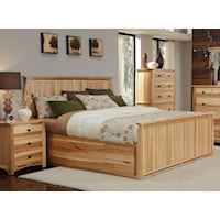 kING Solid Hickory Panel Bed with Large Underbed Storage Drawer