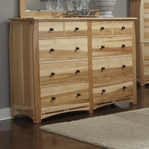 Solid Hickory Dresser with 8 Drawers