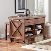 Kitchen Island with Wood Top and Locking Casters