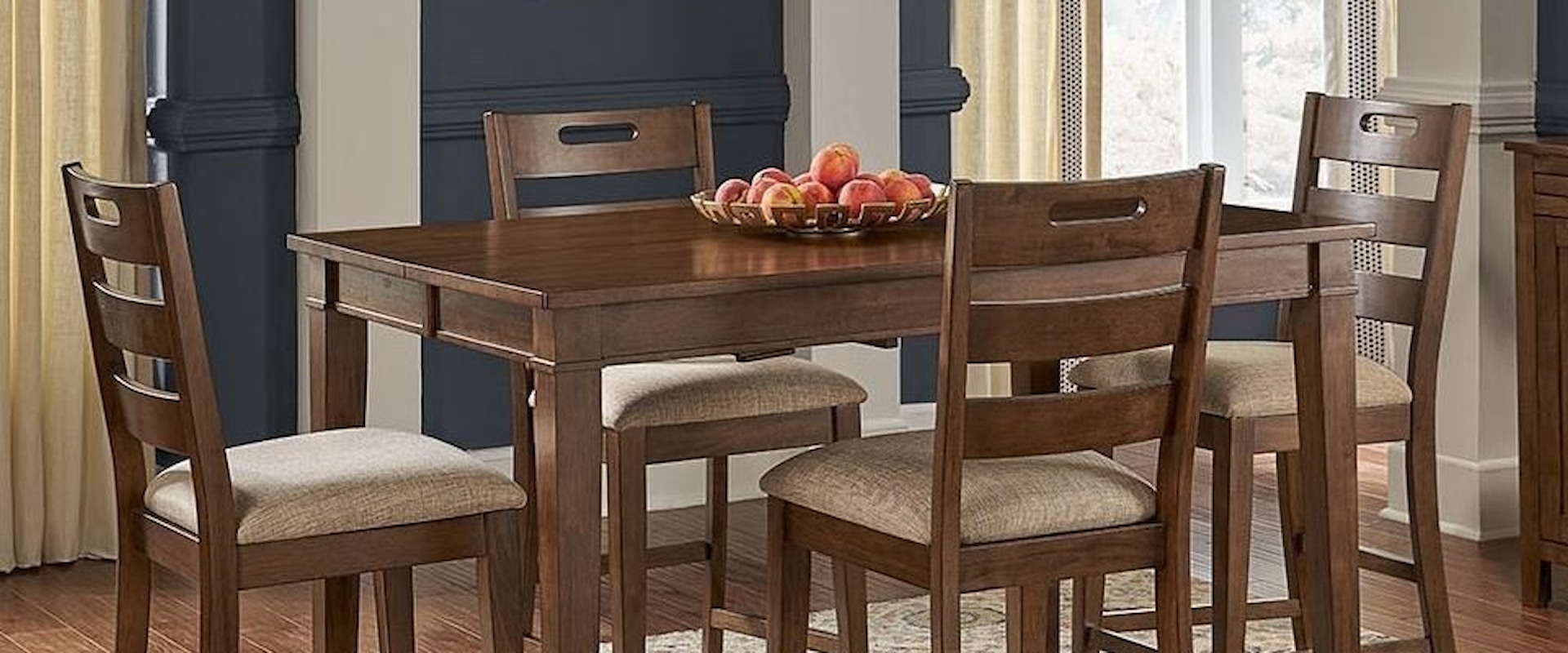 Transitional 5-Piece Counter Height Table and Stool Set
