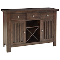 Solid Wood Transitional 3-Drawer Server with Built-In Wine Storage