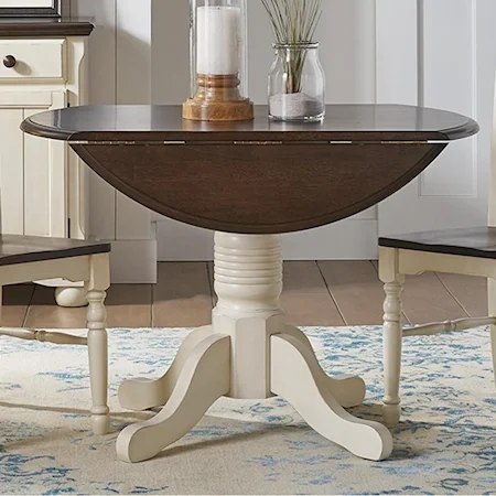 Round Dropleaf Table with Pedestal Base