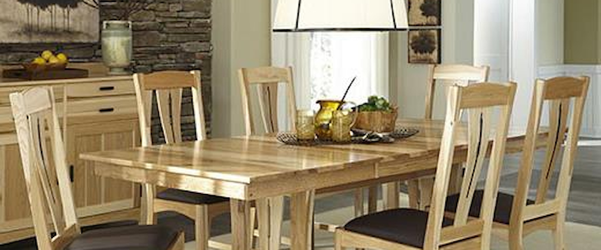7-Piece Trestle Table Dining Set w/ 6 Side Chairs