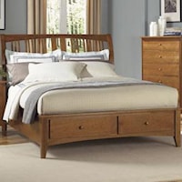 Queen Sleigh Profile Bed W/Storage