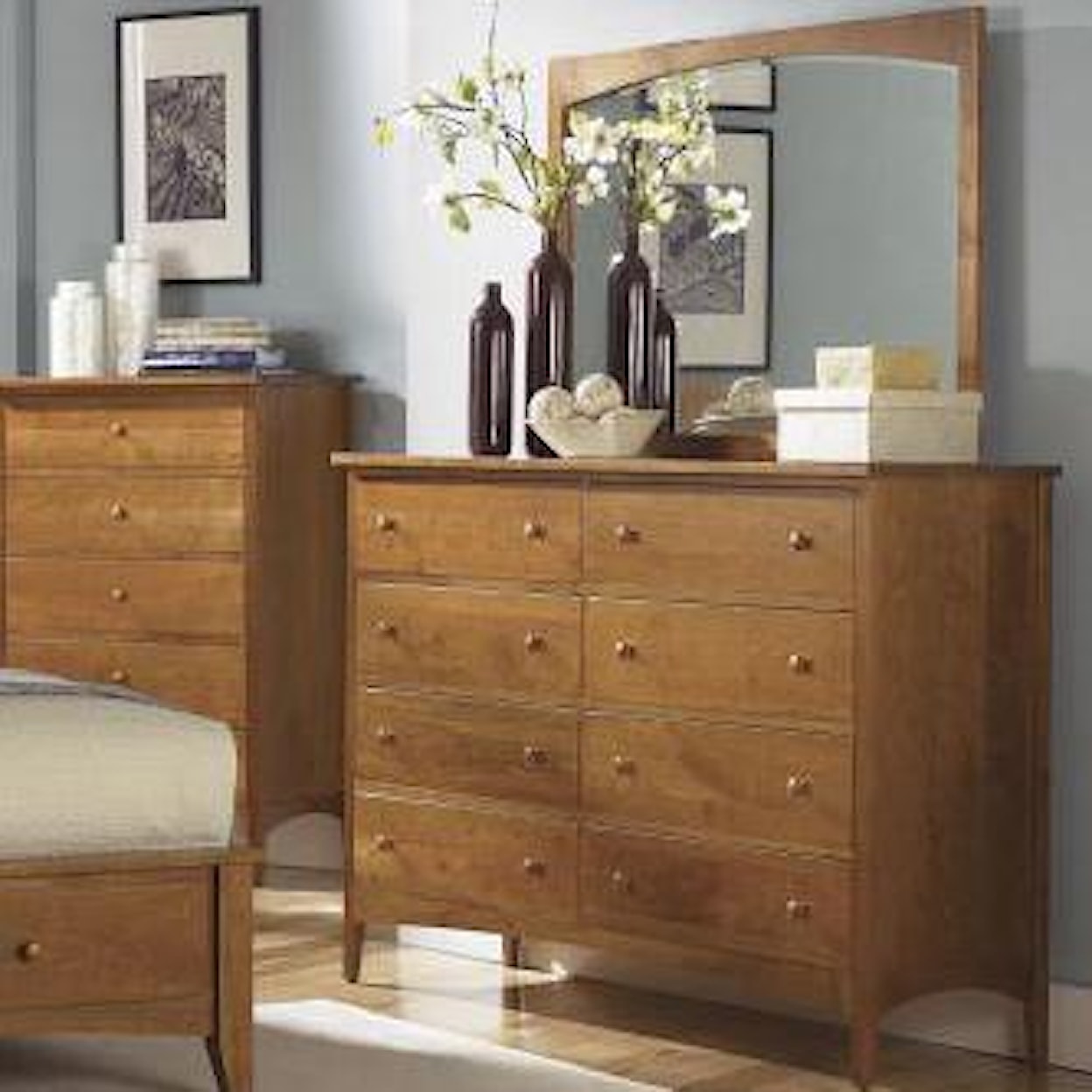 AAmerica Cherry Garden Dresser and Mirror