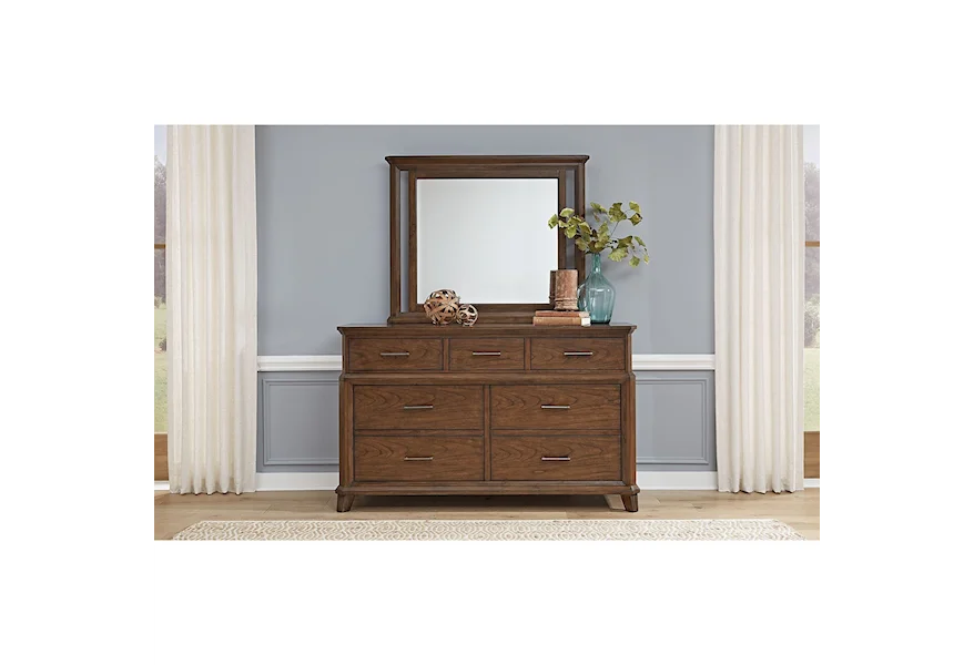Filson Creek Dresser and Mirror Set by AAmerica at Furniture and ApplianceMart