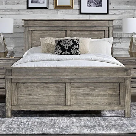 Transitional Solid Wood Queen Panel Bed