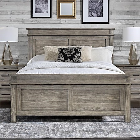 Transitional Solid Wood California King Panel Bed