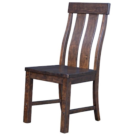 Transitional Solid Wood Side Chair with Slatted Back