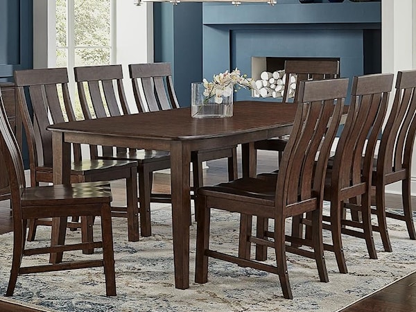 9-Piece Wood Leg Table and Chair Set