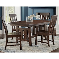 Transitional 5-Piece Trestle Table and Chair Set