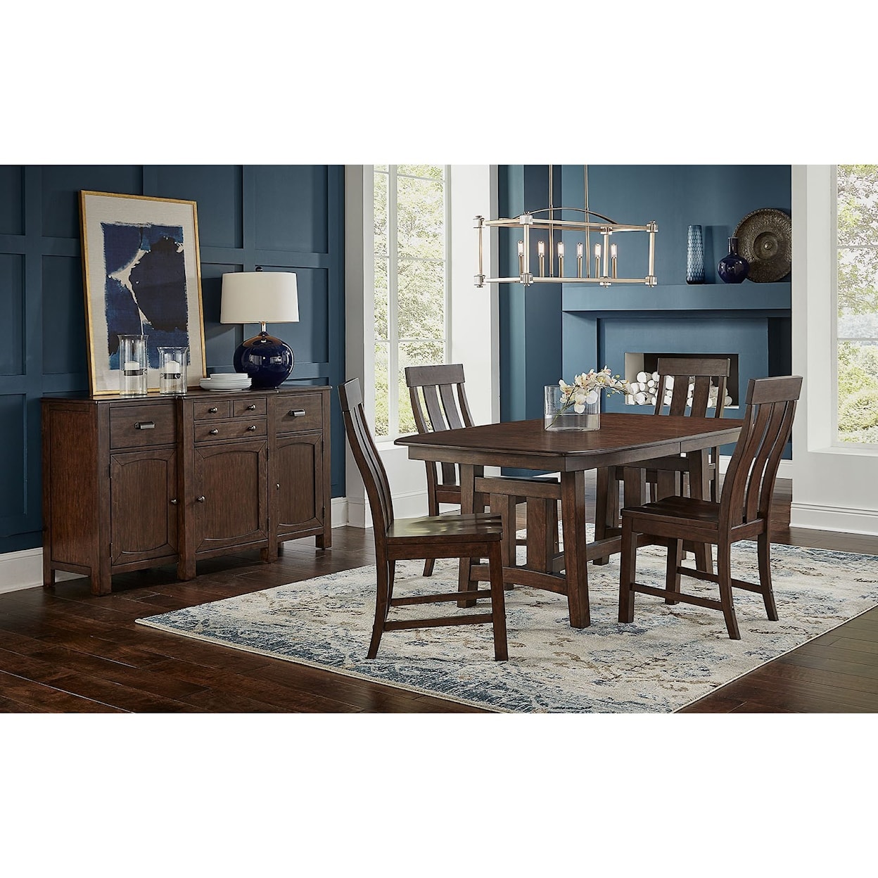 A-A Henderson 5-Piece Trestle Table and Chair Set