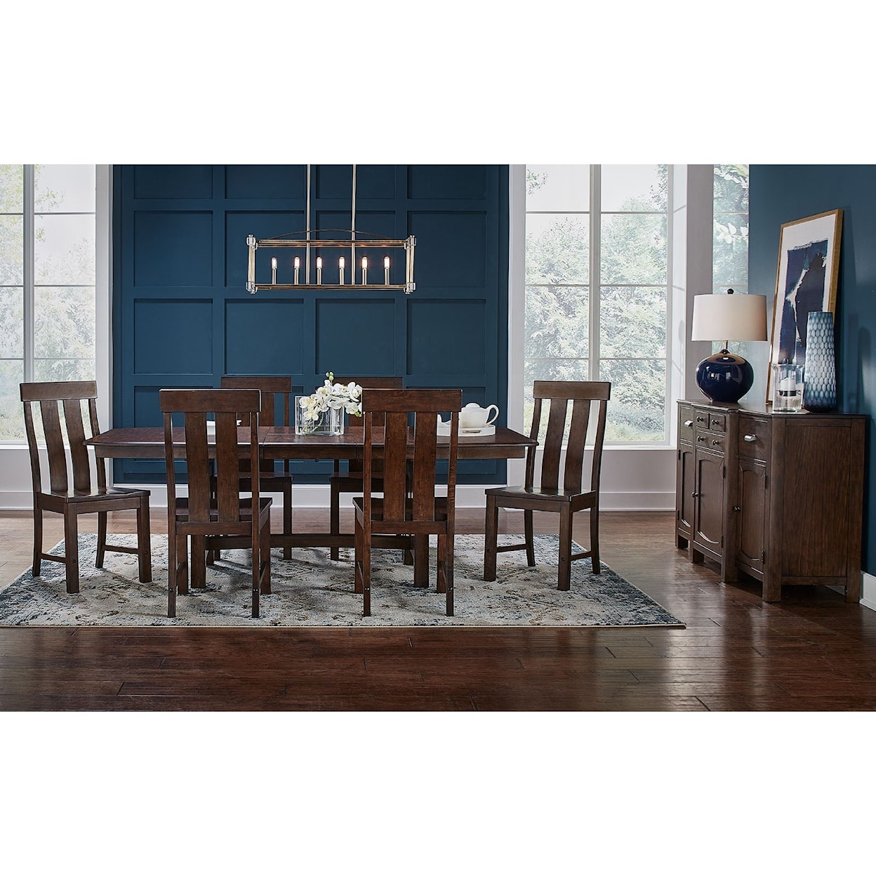 A-A Henderson 7-Piece Trestle Table and Chair Set