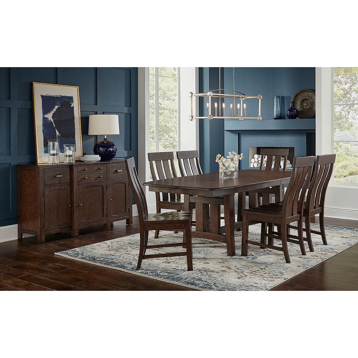 AAmerica Henderson 7-Piece Trestle Table and Chair Set