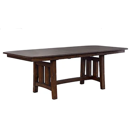 Transitional Solid Wood Trestle Table with Butterfly Leaf
