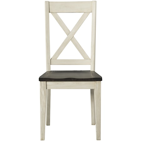 Transitional Solid Wood Side Chair with X Back Design