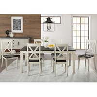 7 Piece Transitional Table and X Back Chair Set