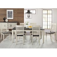 7 Piece Transitional Table and Slat Back Chair Set