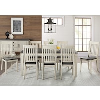 9 Piece Transitional Table and Slat Back Chair Set