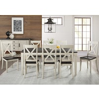 9 Piece Transitional Table and X Back Chair Set