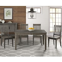 5 Piece Transitional Table and Slat Back Chair Set