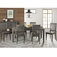 7 Piece Transitional Table and Slat Back Chair Set