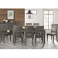 9 Piece Transitional Table and Slat Back Chair Set