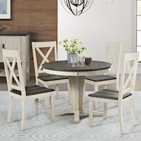 5 Piece Pedestal Table and X Back Chair Set