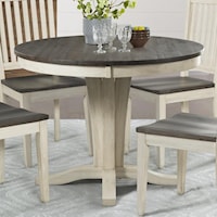 Transitional Solid Wood Pedestal Table with Removable Leaf