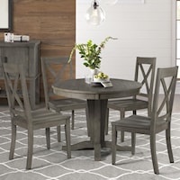 5 Piece Pedestal Table and X Back Chair Set