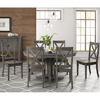 7 Piece Transitional Pedestal Table and X Back Chair Set
