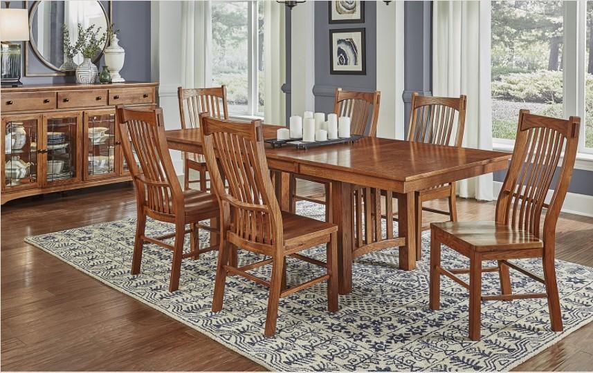 Mission oak online dining table