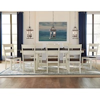 9 Piece Trestle Table and Ladderback Chairs Set